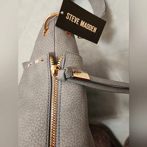 Steve Madden Handbag with Embroidered Guitar Strap Purse Bag New Blue Leather - Picture 11 of 17